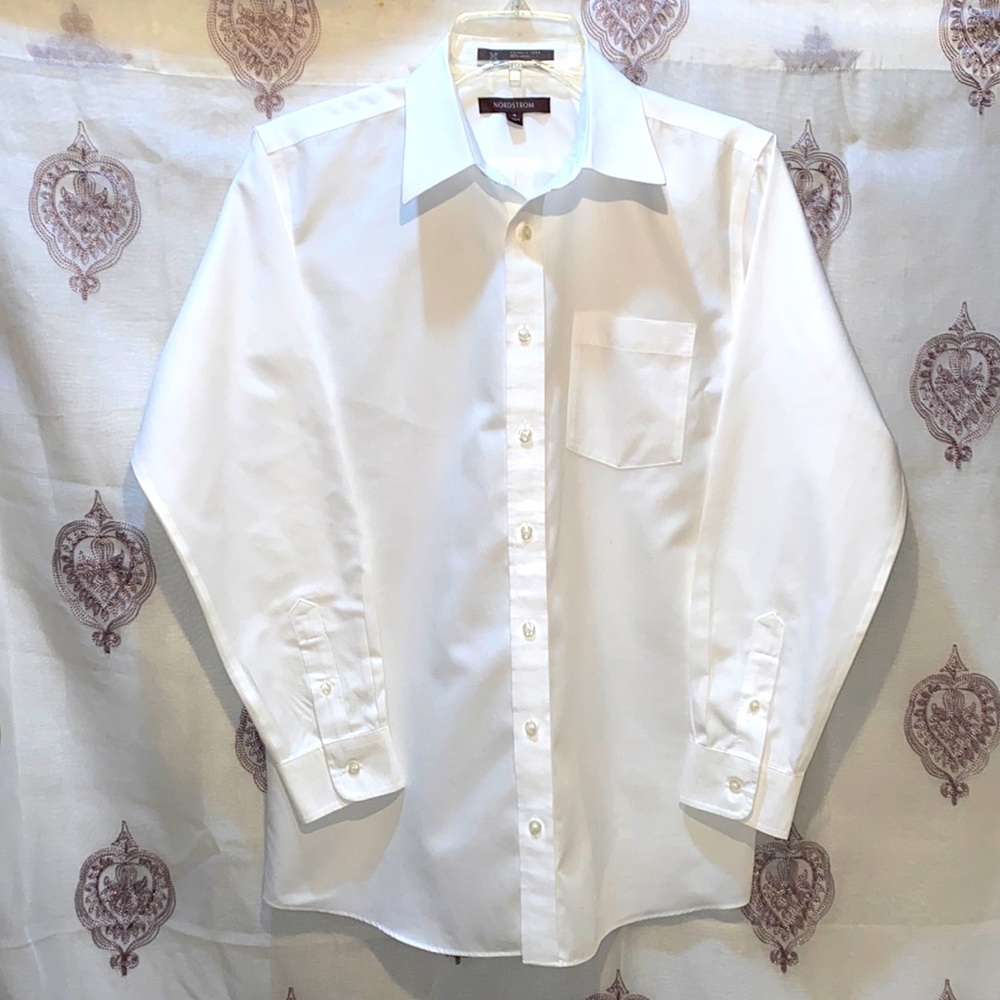MEN NORDSTROM CLASSIC FIT WHITE BUTTON-DOWN DRESS SHIRT SZ 16
